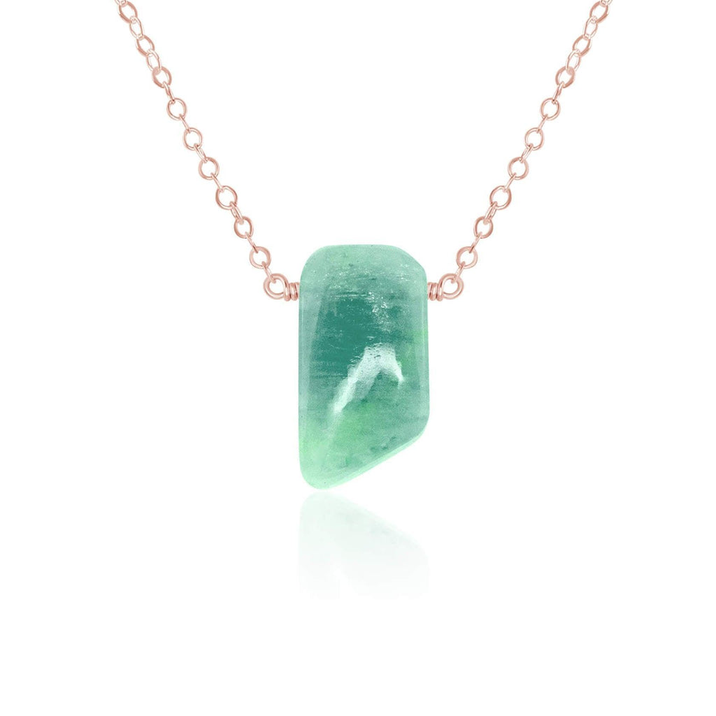 Small Smooth Green Amazonite Crystal Slab Necklace - Small Smooth Green Amazonite Crystal Slab Necklace - 14k Rose Gold Fill - Luna Tide Handmade Crystal Jewellery