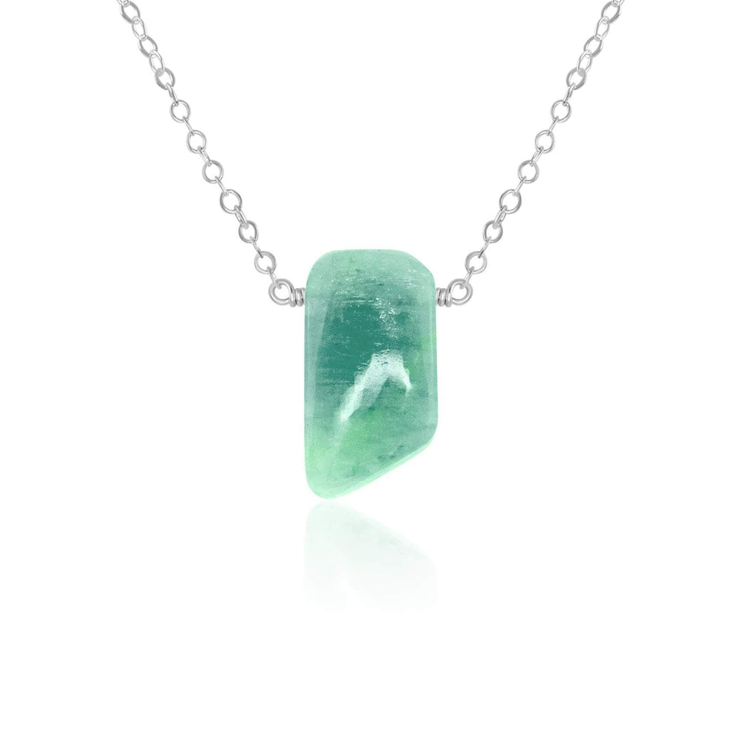 Small Smooth Green Amazonite Crystal Slab Necklace - Small Smooth Green Amazonite Crystal Slab Necklace - Sterling Silver - Luna Tide Handmade Crystal Jewellery