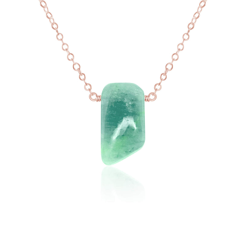 Small Smooth Slab Point Necklace - Amazonite - 14K Rose Gold Fill - Luna Tide Handmade Jewellery