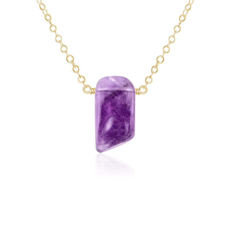 Small Smooth Slab Point Necklace - Amethyst - 14K Gold Fill - Luna Tide Handmade Jewellery
