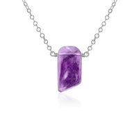 Small Smooth Slab Point Necklace - Amethyst - Stainless Steel - Luna Tide Handmade Jewellery