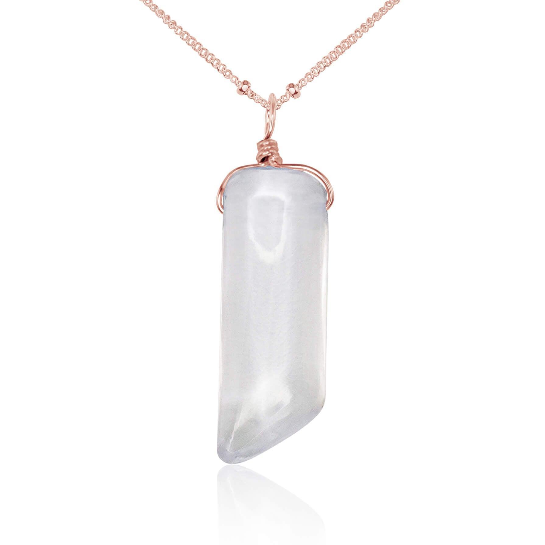 Smooth Crystal Quartz Natural Point Crystal Necklace - Smooth Crystal Quartz Natural Point Crystal Necklace - 14k Rose Gold Fill / Satellite - Luna Tide Handmade Crystal Jewellery