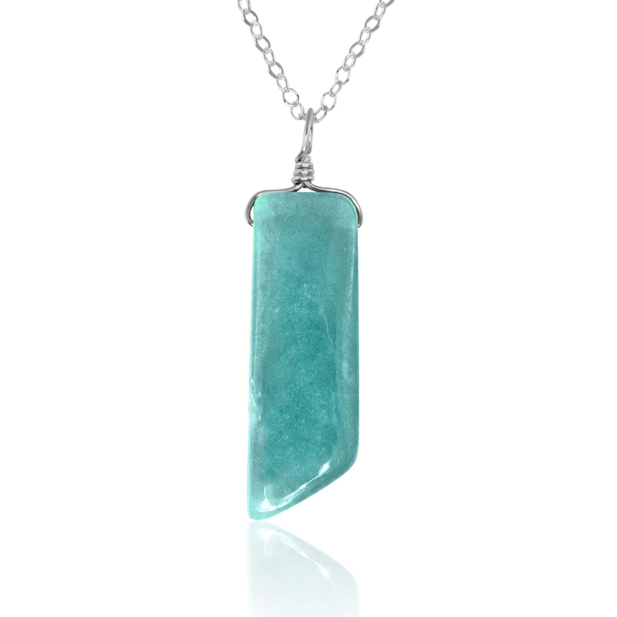 Smooth Green Amazonite Natural Point Crystal Necklace - Smooth Green Amazonite Natural Point Crystal Necklace - Sterling Silver / Cable - Luna Tide Handmade Crystal Jewellery