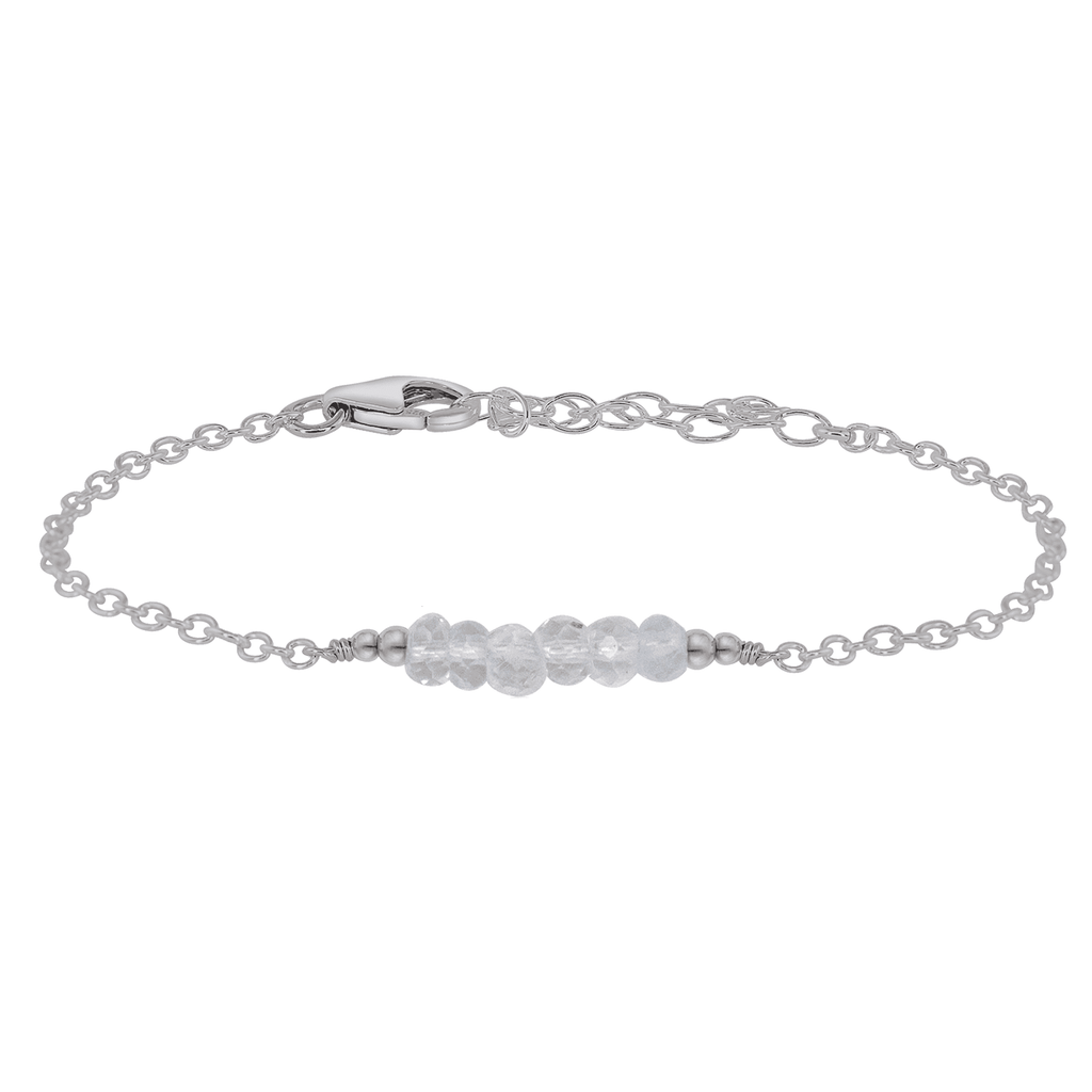 Sparkling Crystal Quartz Gemstone Faceted Bead Bar Bracelet - Sparkling Crystal Quartz Gemstone Faceted Bead Bar Bracelet - Stainless Steel - Luna Tide Handmade Crystal Jewellery