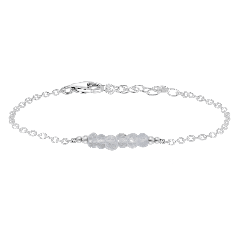 Faceted Bead Bar Bracelet - Crystal Quartz - Sterling Silver - Luna Tide Handmade Jewellery