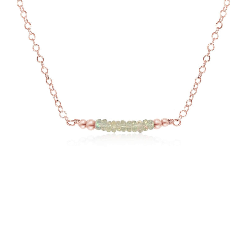 Faceted Bead Bar Necklace - Ethiopian Opal - 14K Rose Gold Fill - Luna Tide Handmade Jewellery