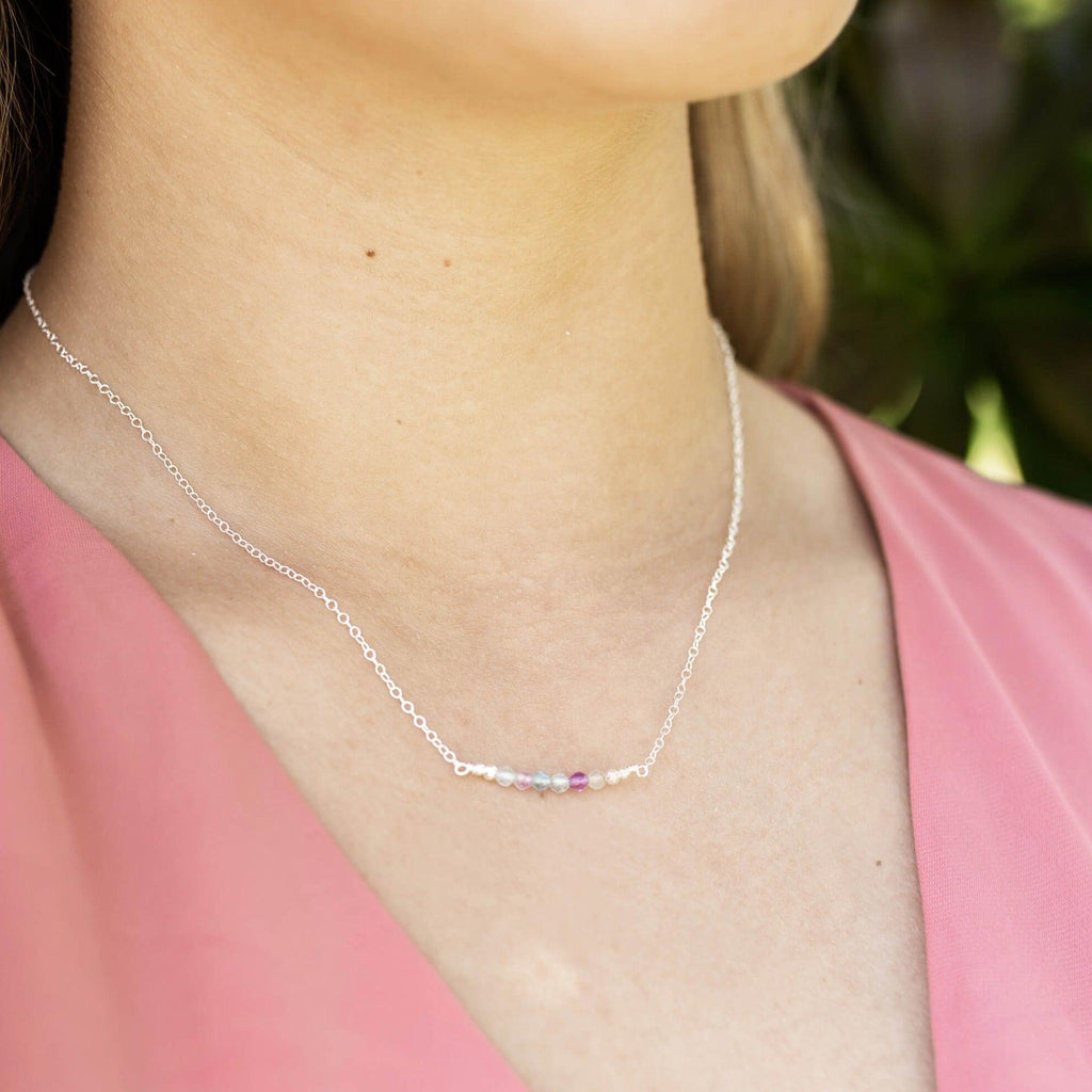 Sparkling Fluorite Faceted Bead Bar Necklace - Sparkling Fluorite Faceted Bead Bar Necklace - 14k Gold Fill - Luna Tide Handmade Crystal Jewellery