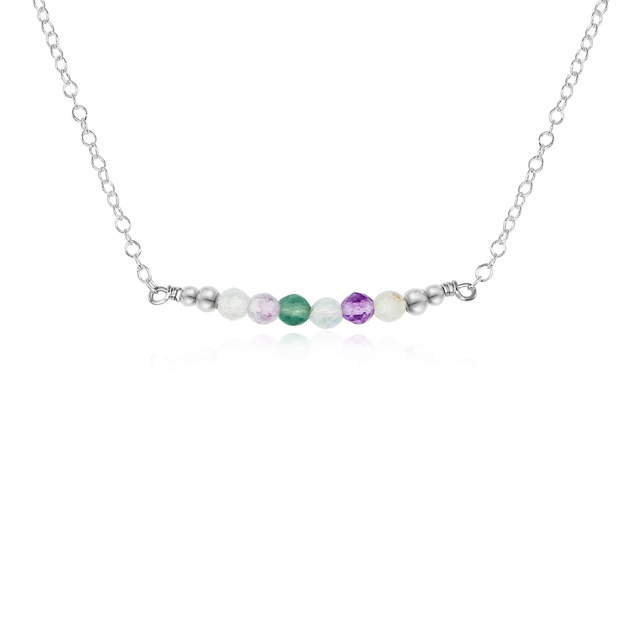 Sparkling Fluorite Faceted Bead Bar Necklace - Sparkling Fluorite Faceted Bead Bar Necklace - Sterling Silver - Luna Tide Handmade Crystal Jewellery