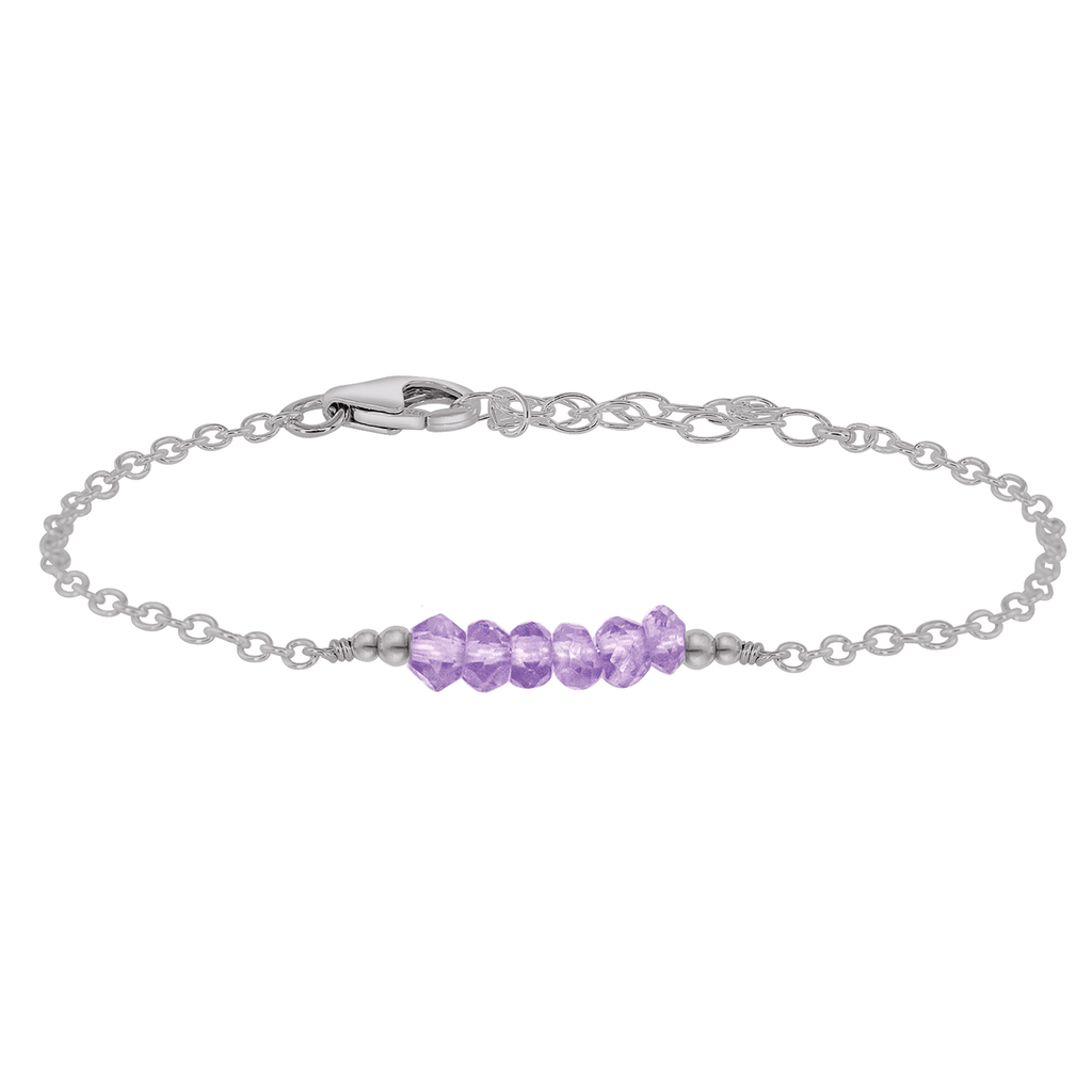 Sparkling Lavender Amethyst Gemstone Faceted Bead Bar Bracelet - Sparkling Lavender Amethyst Gemstone Faceted Bead Bar Bracelet - Stainless Steel - Luna Tide Handmade Crystal Jewellery