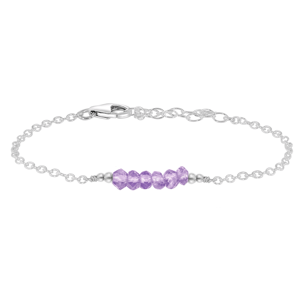 Sparkling Lavender Amethyst Gemstone Faceted Bead Bar Bracelet - Sparkling Lavender Amethyst Gemstone Faceted Bead Bar Bracelet - Sterling Silver - Luna Tide Handmade Crystal Jewellery