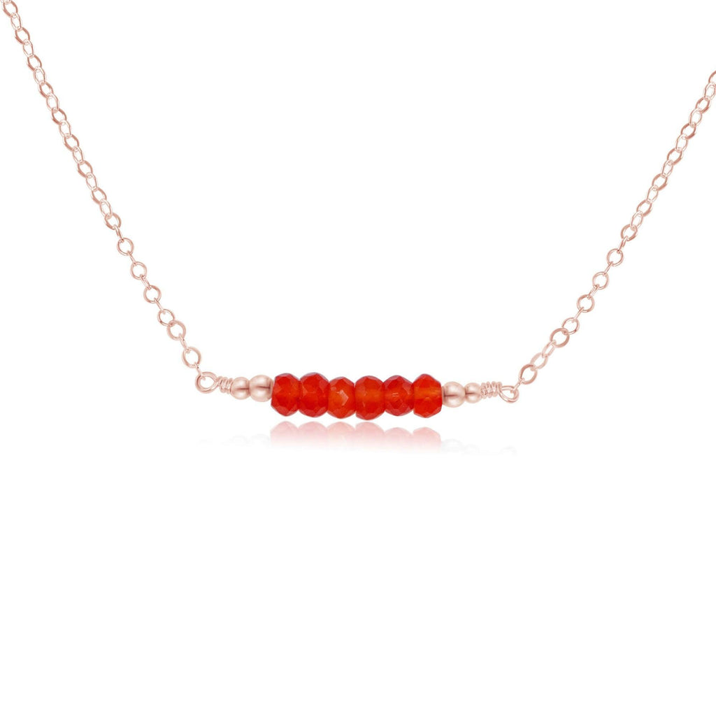 Sparkling Orange Carnelian Faceted Bead Bar Necklace - Sparkling Orange Carnelian Faceted Bead Bar Necklace - 14k Rose Gold Fill - Luna Tide Handmade Crystal Jewellery