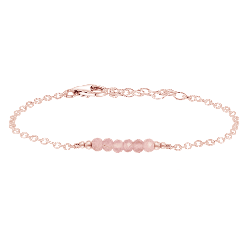 Sparkling Pink Rose Quartz Gemstone Faceted Bead Bar Bracelet - Sparkling Pink Rose Quartz Gemstone Faceted Bead Bar Bracelet - 14k Rose Gold Fill - Luna Tide Handmade Crystal Jewellery