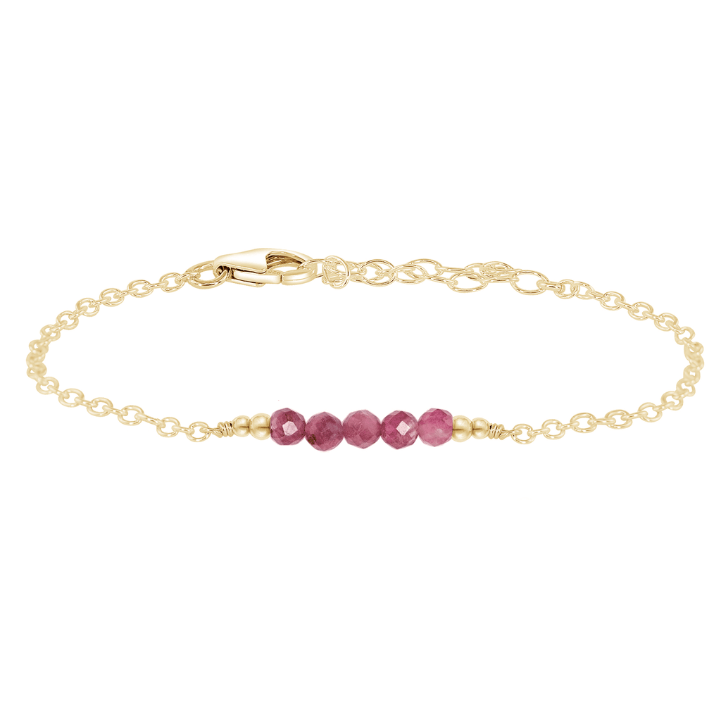 Sparkling Pink Tourmaline Gemstone Faceted Bead Bar Bracelet - Sparkling Pink Tourmaline Gemstone Faceted Bead Bar Bracelet - 14k Gold Fill - Luna Tide Handmade Crystal Jewellery