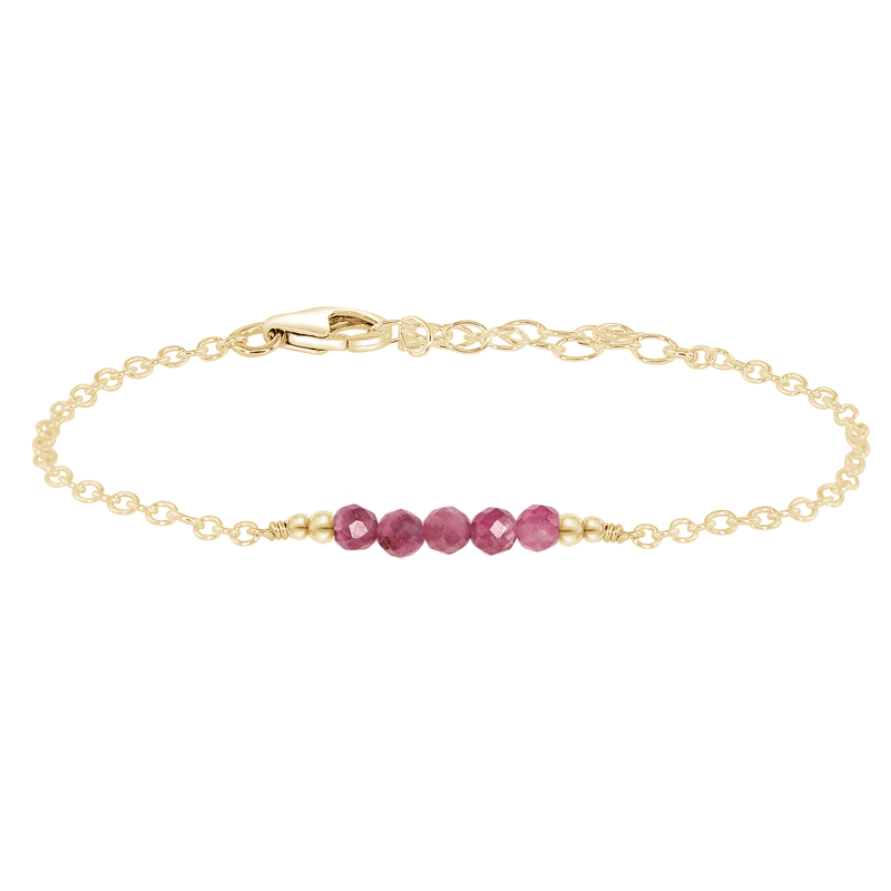 Faceted Bead Bar Bracelet - Pink Tourmaline - 14K Gold Fill - Luna Tide Handmade Jewellery