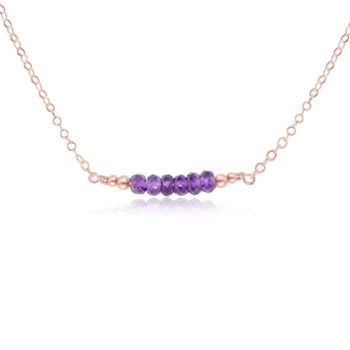 Sparkling Purple Amethyst Faceted Bead Bar Necklace - Sparkling Purple Amethyst Faceted Bead Bar Necklace - 14k Rose Gold Fill - Luna Tide Handmade Crystal Jewellery