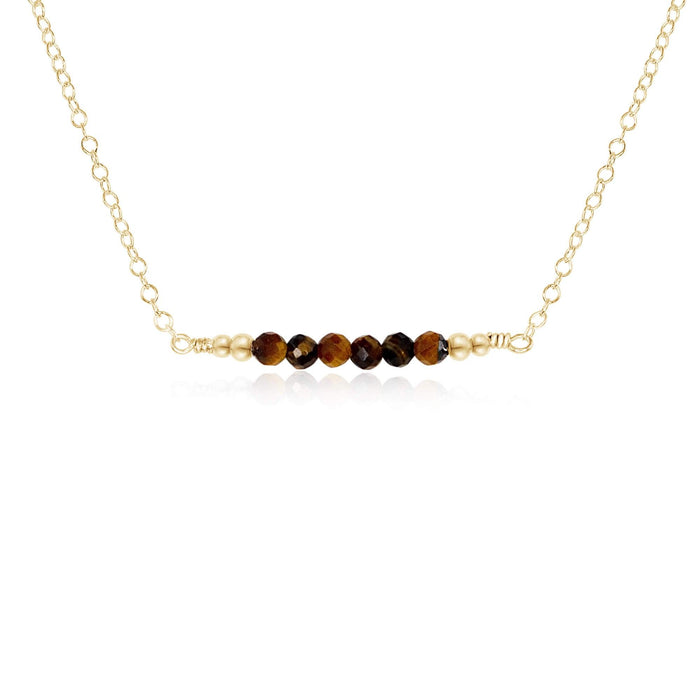 Faceted Bead Bar Necklace - Tigers Eye - 14K Gold Fill - Luna Tide Handmade Jewellery