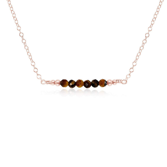 Sparkling Tiger's Eye Faceted Bead Bar Necklace - Sparkling Tiger's Eye Faceted Bead Bar Necklace - 14k Rose Gold Fill - Luna Tide Handmade Crystal Jewellery