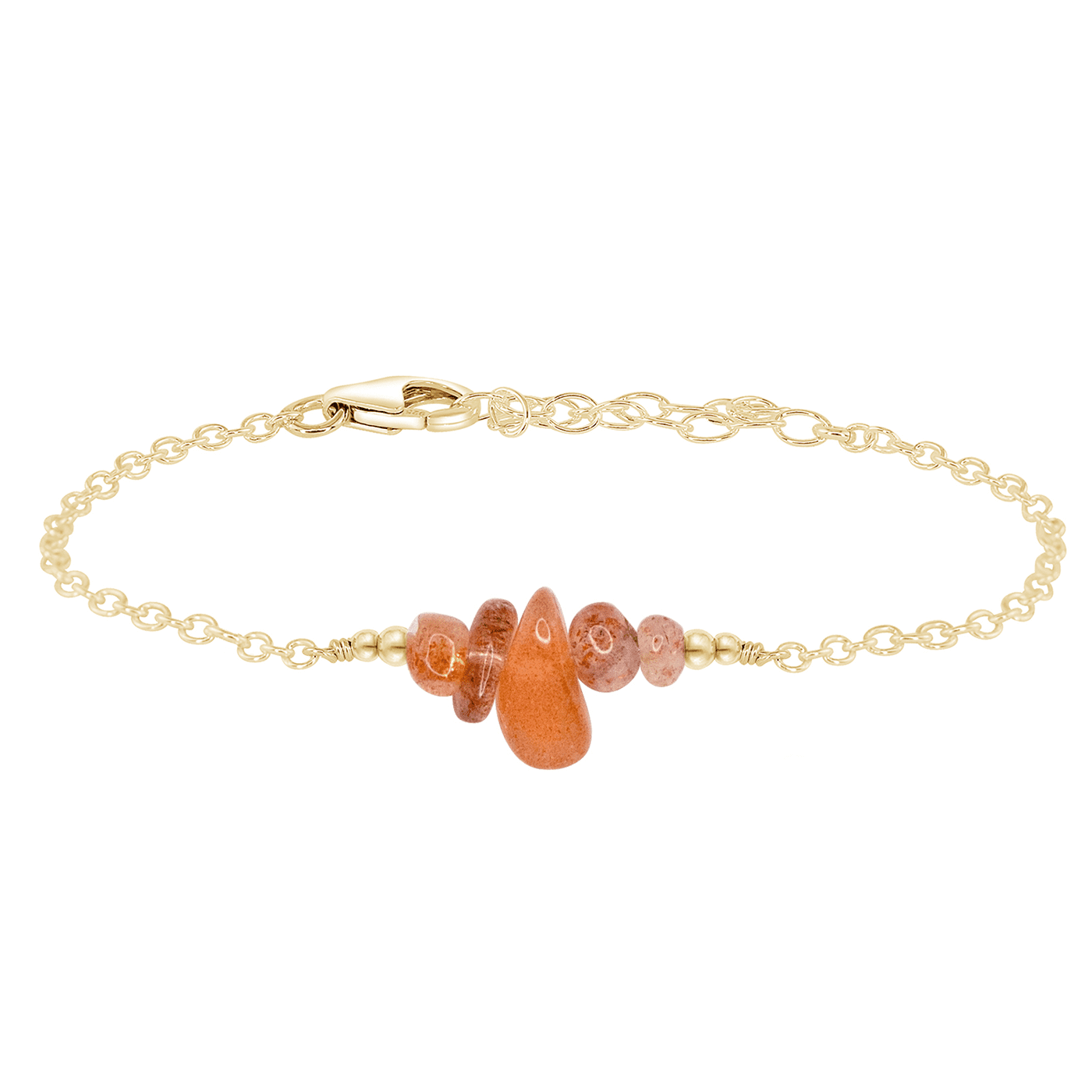 Sunstone Chip Bead Bar Bracelet - Sunstone Chip Bead Bar Bracelet - 14k Gold Fill - Luna Tide Handmade Crystal Jewellery