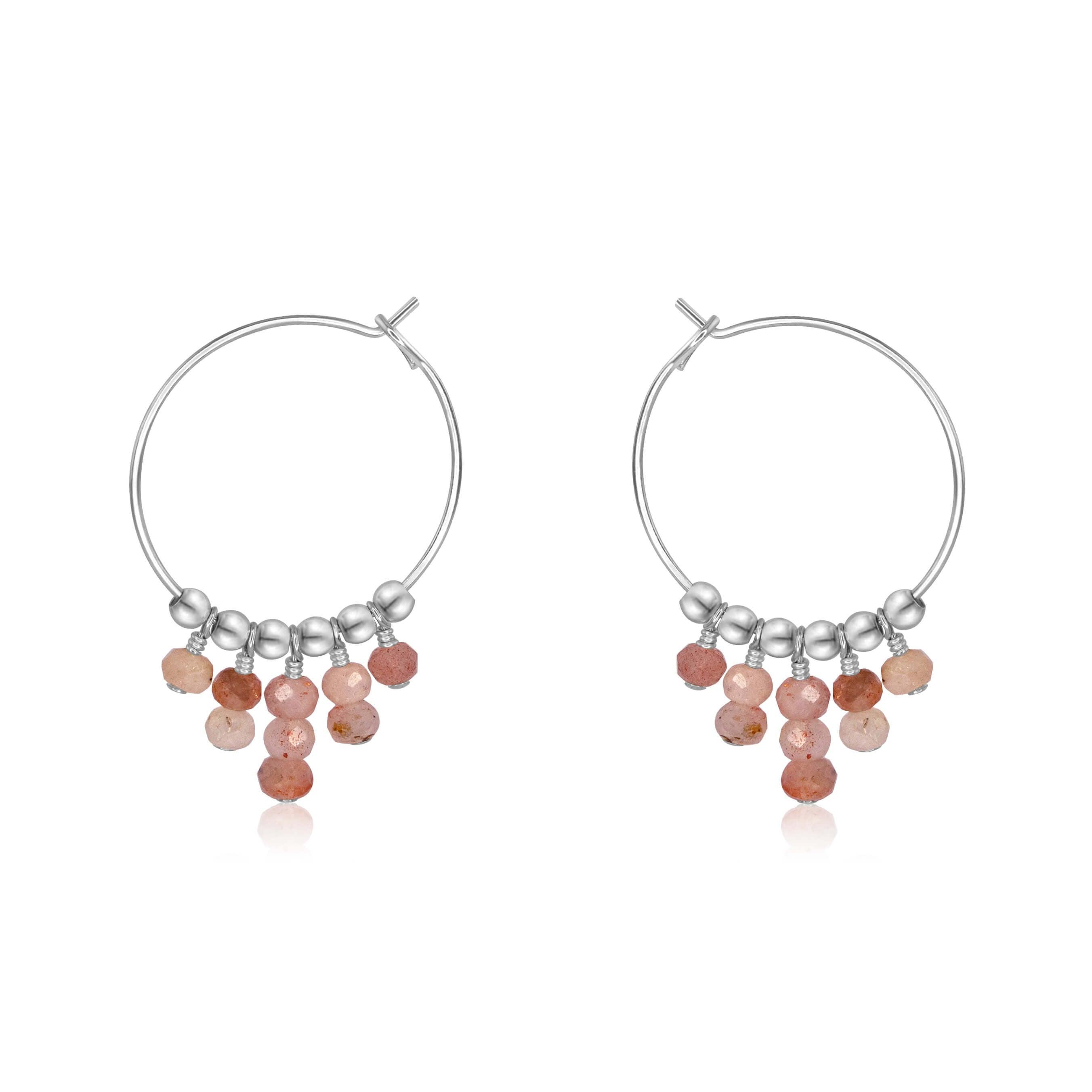 Sunstone Statement Hoop Earrings - Sunstone Statement Hoop Earrings - Sterling Silver - Luna Tide Handmade Crystal Jewellery