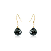 Teardrop Earrings - Black Tourmaline - 14K Gold Fill - Luna Tide Handmade Jewellery