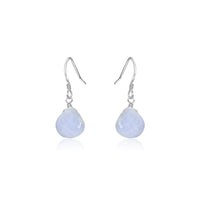 Teardrop Earrings - Blue Lace Agate - Sterling Silver - Luna Tide Handmade Jewellery