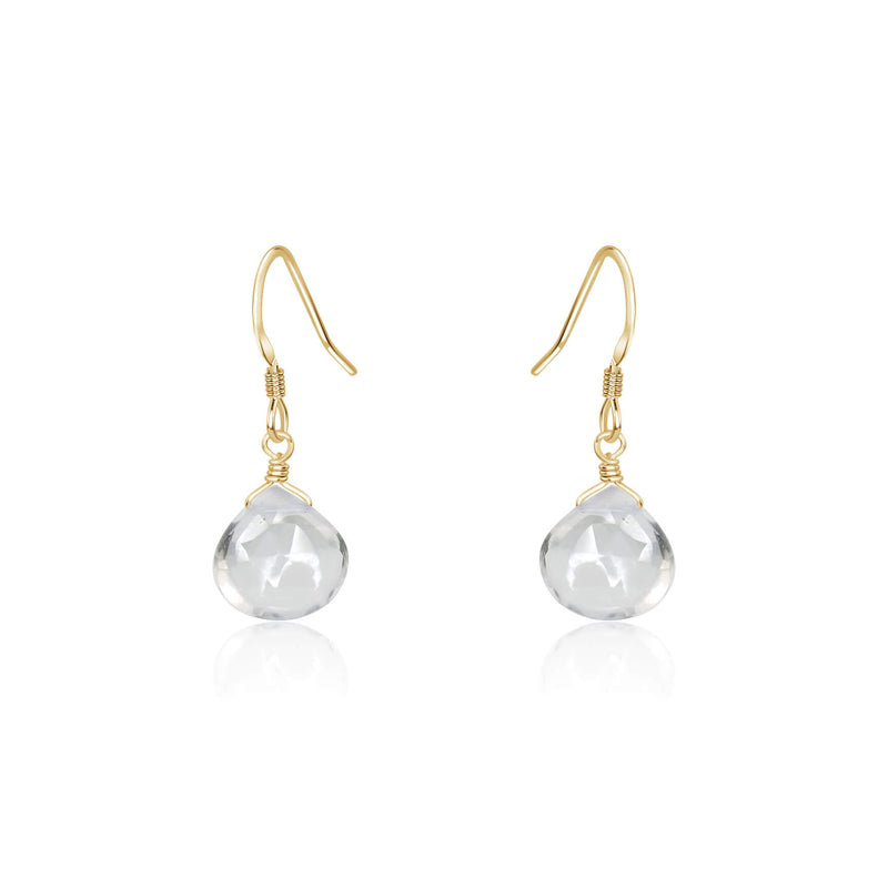 Teardrop Earrings - Crystal Quartz - 14K Gold Fill - Luna Tide Handmade Jewellery