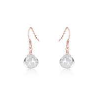 Teardrop Earrings - Crystal Quartz - 14K Rose Gold Fill - Luna Tide Handmade Jewellery