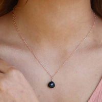 Teardrop Necklace - Black Onyx - 14K Rose Gold Fill - Luna Tide Handmade Jewellery