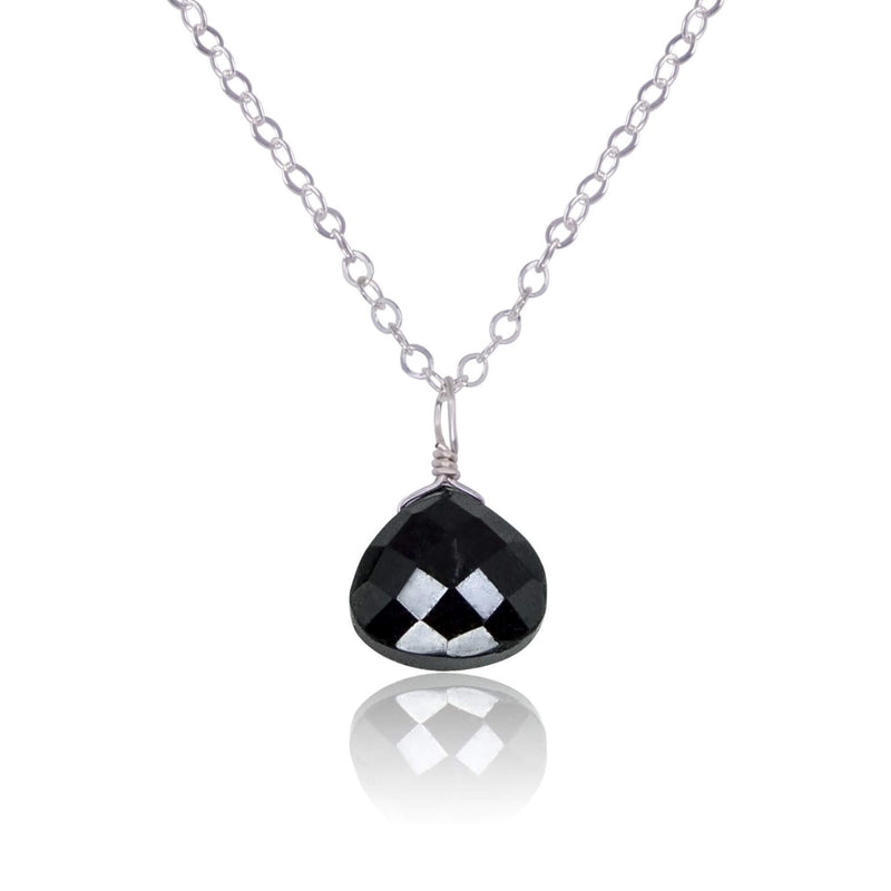 Teardrop Necklace - Black Onyx - Stainless Steel - Luna Tide Handmade Jewellery