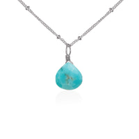 Teardrop Necklace - Turquoise - Stainless Steel Satellite - Luna Tide Handmade Jewellery