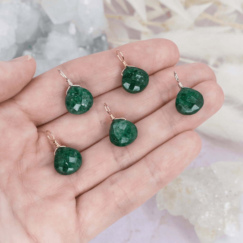 Tiny Aventurine Teardrop Gemstone Pendant - Tiny Aventurine Teardrop Gemstone Pendant - 14k Gold Fill - Luna Tide Handmade Crystal Jewellery