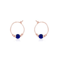 Tiny Bead Hoops - Lapis Lazuli - 14K Rose Gold Fill - Luna Tide Handmade Jewellery