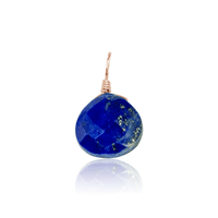 Tiny Lapis Lazuli Teardrop Gemstone Pendant - Tiny Lapis Lazuli Teardrop Gemstone Pendant - 14k Rose Gold Fill - Luna Tide Handmade Crystal Jewellery