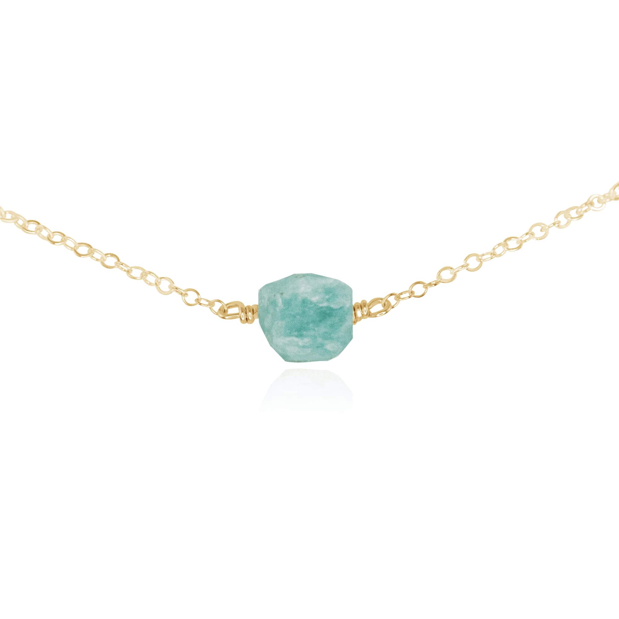 Tiny Raw Amazonite Crystal Nugget Choker - Tiny Raw Amazonite Crystal Nugget Choker - 14k Gold Fill - Luna Tide Handmade Crystal Jewellery