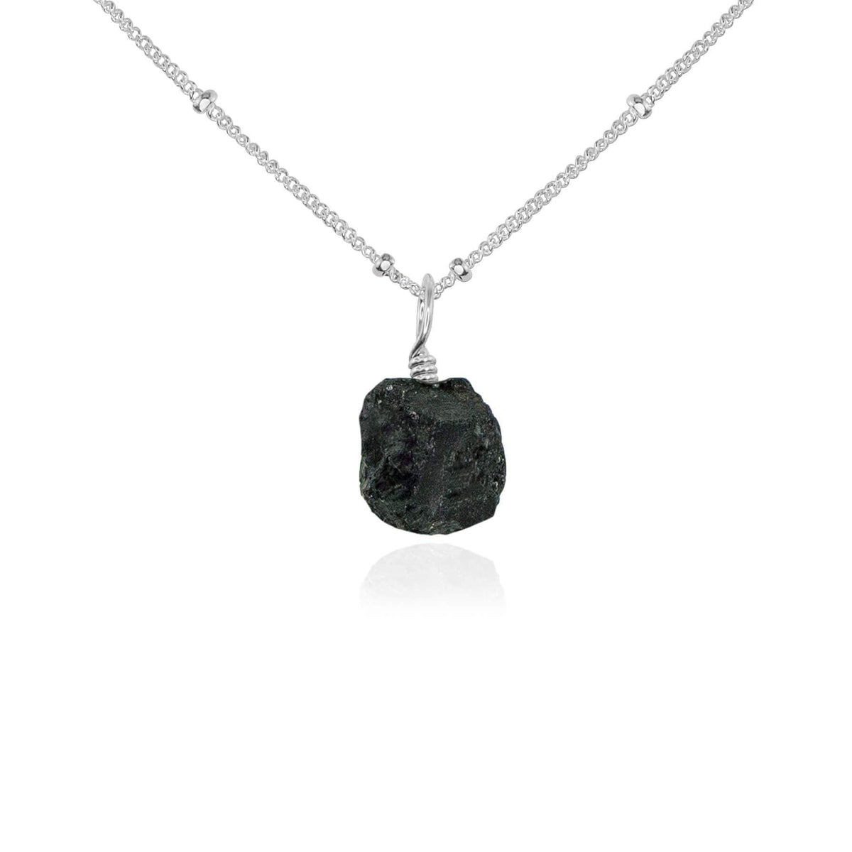 Raw Black Tourmaline Sterling Silver Crystal Necklace Raw Black Tourmaline Sterling Silver Crystal Necklace