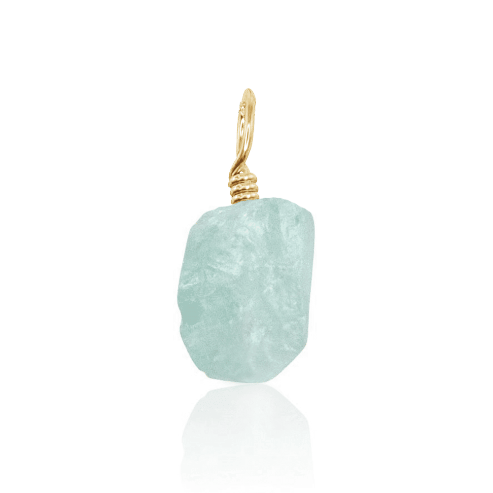 Tiny Raw Blue Aquamarine Crystal Pendant - Tiny Raw Blue Aquamarine Crystal Pendant - 14k Gold Fill - Luna Tide Handmade Crystal Jewellery