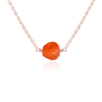 Raw Nugget Necklace - Carnelian - 14K Rose Gold Fill - Luna Tide Handmade Jewellery