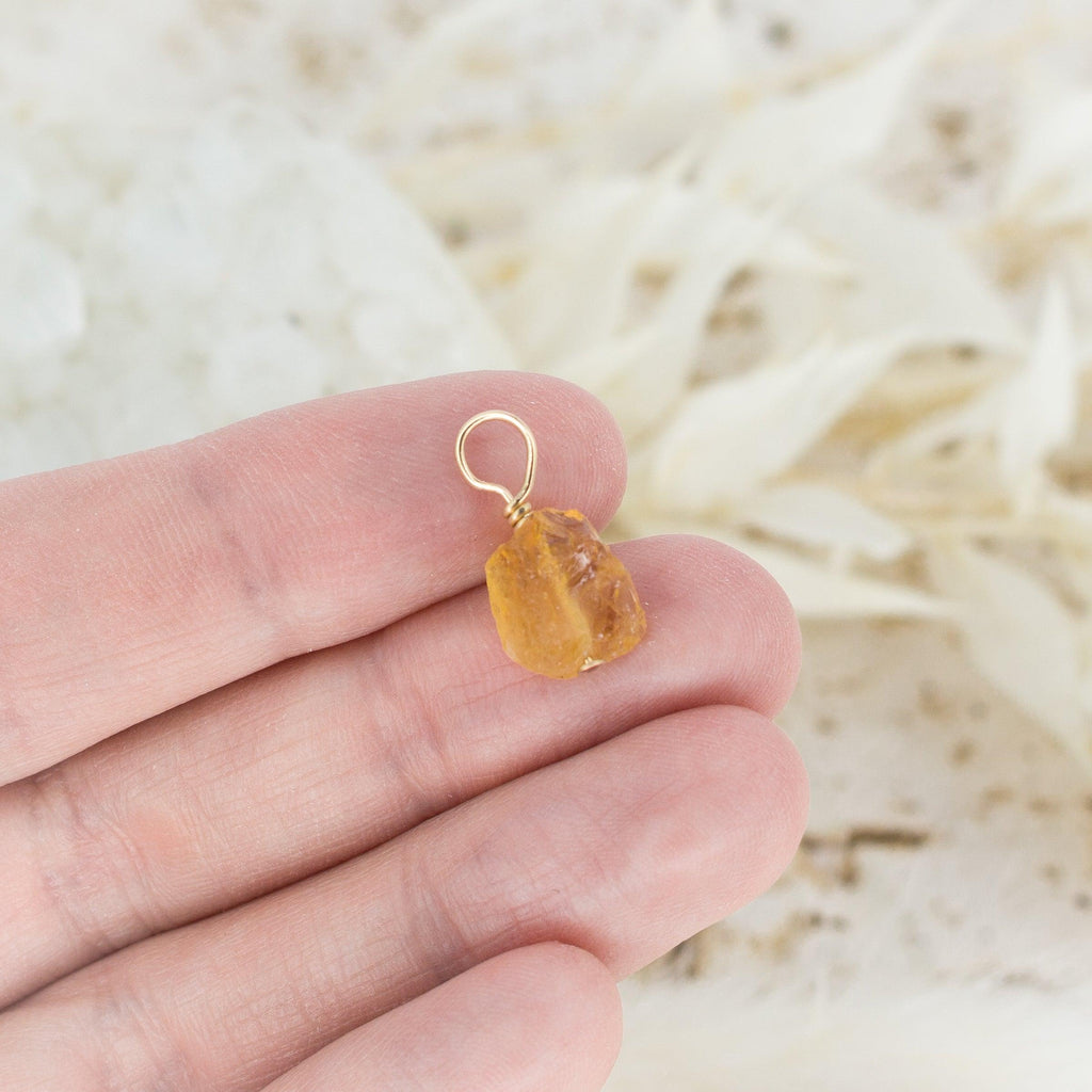 Tiny Raw Citrine Crystal Pendant - Tiny Raw Citrine Crystal Pendant - 14k Gold Fill - Luna Tide Handmade Crystal Jewellery