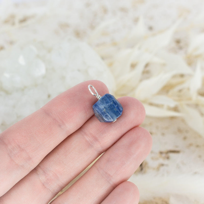 Tiny Raw Kyanite Crystal Pendant - Tiny Raw Kyanite Crystal Pendant - Sterling Silver - Luna Tide Handmade Crystal Jewellery