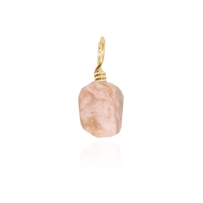 Tiny Raw Pink Peruvian Opal Crystal Pendant - Tiny Raw Pink Peruvian Opal Crystal Pendant - 14k Gold Fill - Luna Tide Handmade Crystal Jewellery