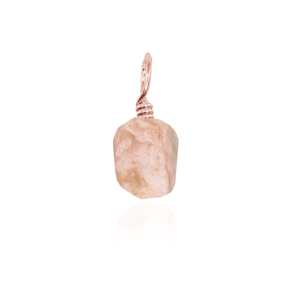 Tiny Raw Pink Peruvian Opal Crystal Pendant - Tiny Raw Pink Peruvian Opal Crystal Pendant - 14k Rose Gold Fill - Luna Tide Handmade Crystal Jewellery