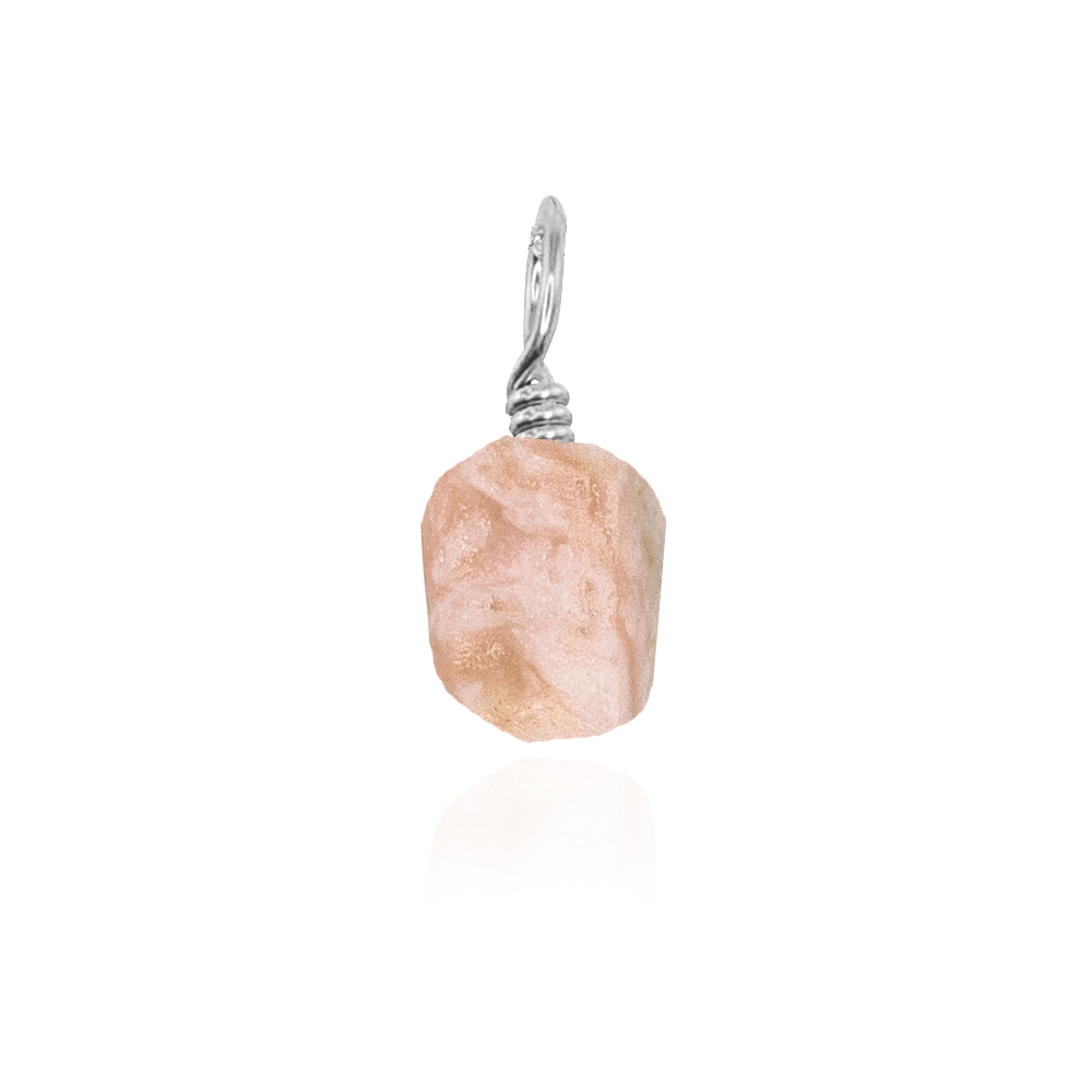 Tiny Raw Pink Peruvian Opal Crystal Pendant - Tiny Raw Pink Peruvian Opal Crystal Pendant - Sterling Silver - Luna Tide Handmade Crystal Jewellery