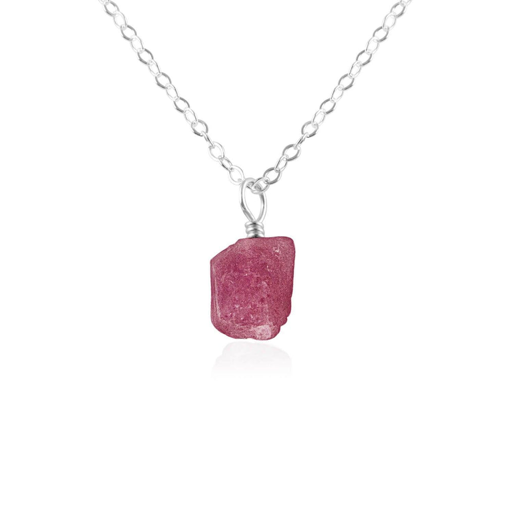 Tiny Raw Pink Tourmaline Pendant Necklace - Tiny Raw Pink Tourmaline Pendant Necklace - Sterling Silver / Cable - Luna Tide Handmade Crystal Jewellery