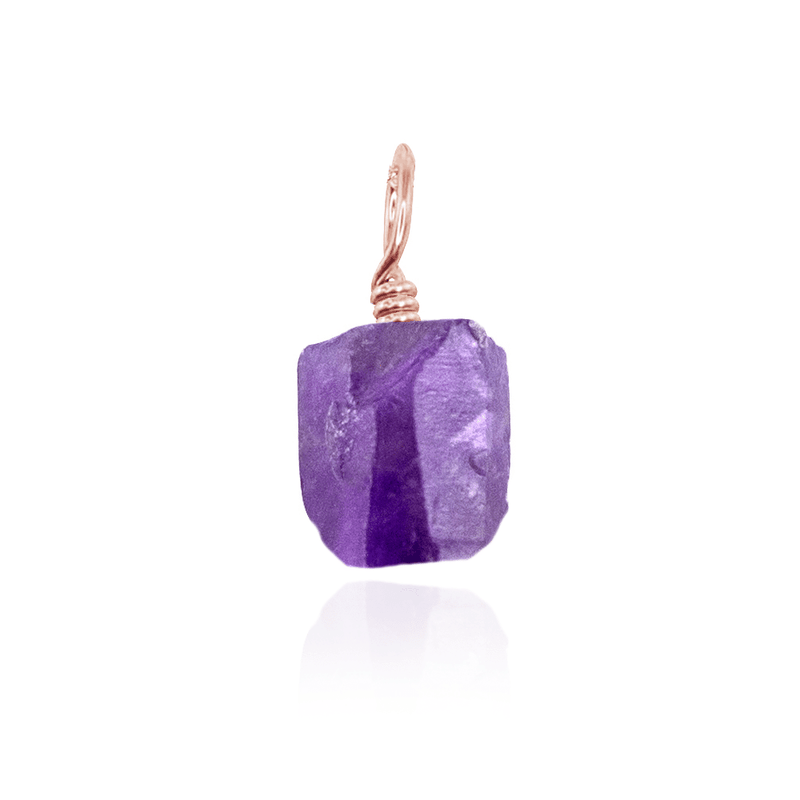 Tiny Raw Purple Amethyst Crystal Pendant - Tiny Raw Purple Amethyst Crystal Pendant - 14k Rose Gold Fill - Luna Tide Handmade Crystal Jewellery