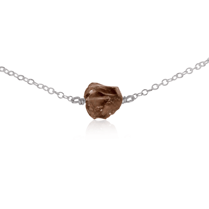 Tiny Raw Smoky Quartz Crystal Nugget Choker - Tiny Raw Smoky Quartz Crystal Nugget Choker - Stainless Steel - Luna Tide Handmade Crystal Jewellery