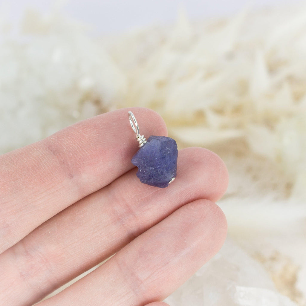 Tiny Raw Tanzanite Crystal Pendant - Tiny Raw Tanzanite Crystal Pendant - Sterling Silver - Luna Tide Handmade Crystal Jewellery