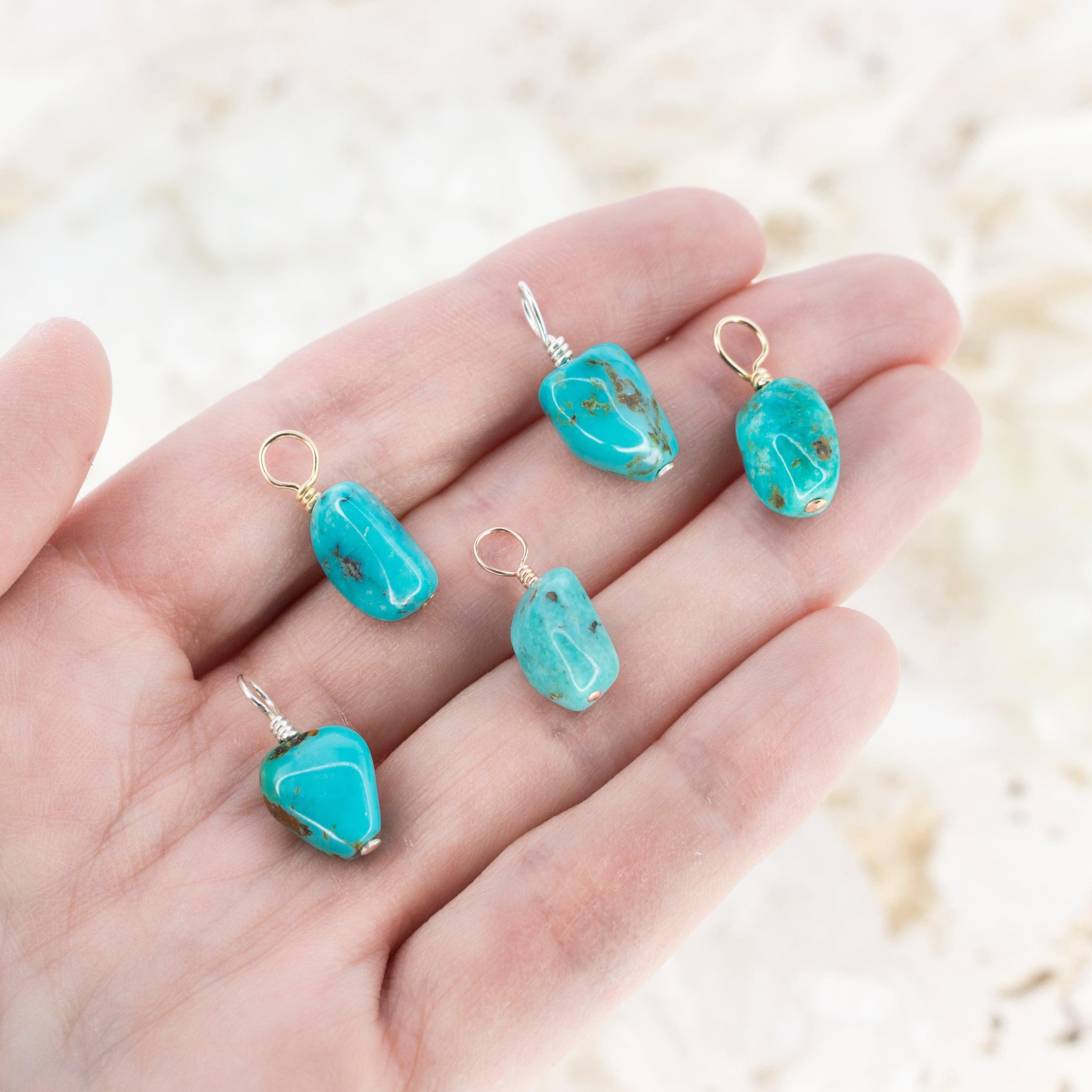 Tiny Raw Turquoise Crystal Pendant - Tiny Raw Turquoise Crystal Pendant - Sterling Silver - Luna Tide Handmade Crystal Jewellery