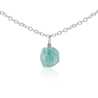 Tiny Rough Amazonite Gemstone Pendant Choker - Tiny Rough Amazonite Gemstone Pendant Choker - Stainless Steel / Cable - Luna Tide Handmade Crystal Jewellery