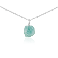 Tiny Rough Amazonite Gemstone Pendant Choker - Tiny Rough Amazonite Gemstone Pendant Choker - Sterling Silver / Satellite - Luna Tide Handmade Crystal Jewellery