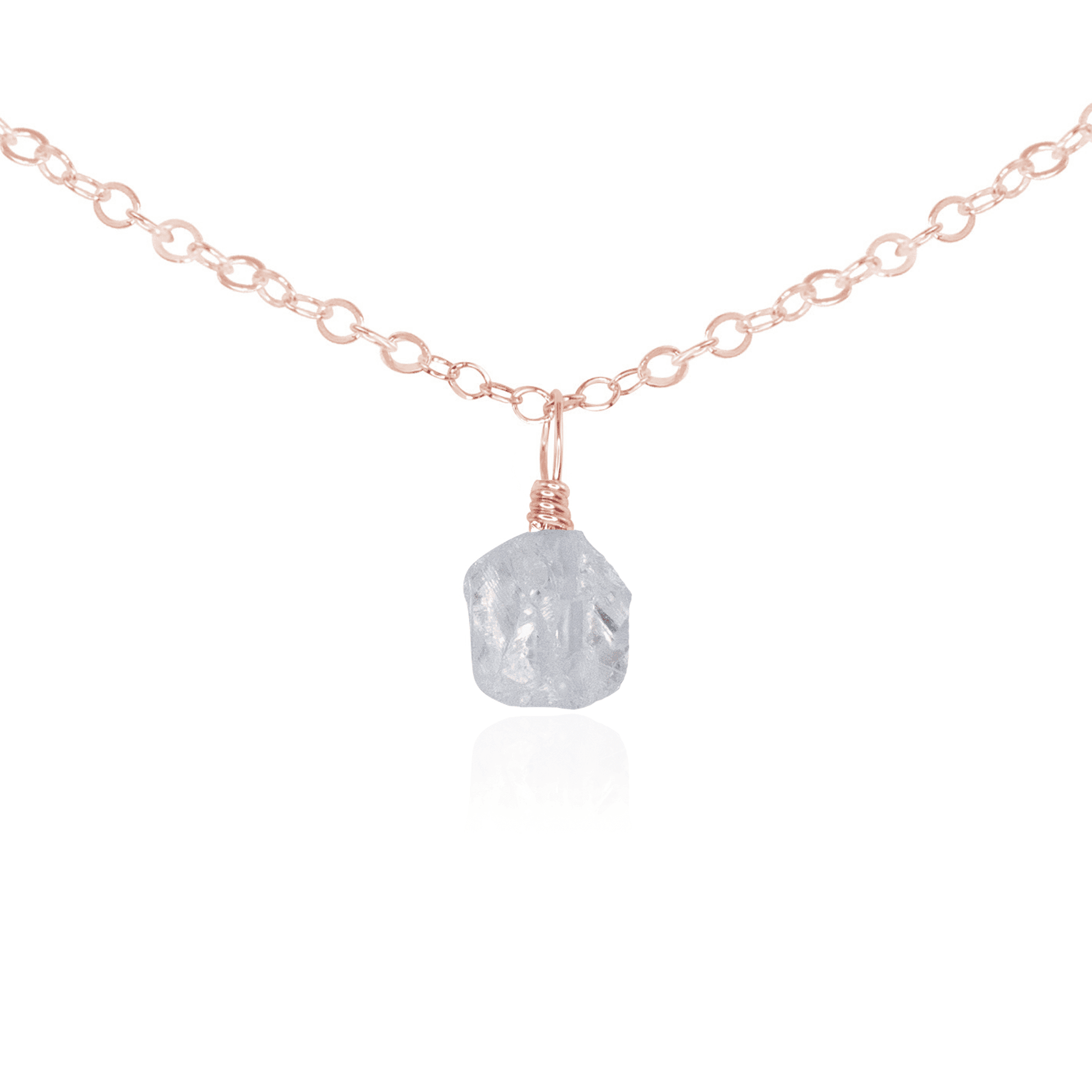 Tiny Rough Crystal Quartz Gemstone Pendant Choker - Tiny Rough Crystal Quartz Gemstone Pendant Choker - 14k Rose Gold Fill / Cable - Luna Tide Handmade Crystal Jewellery